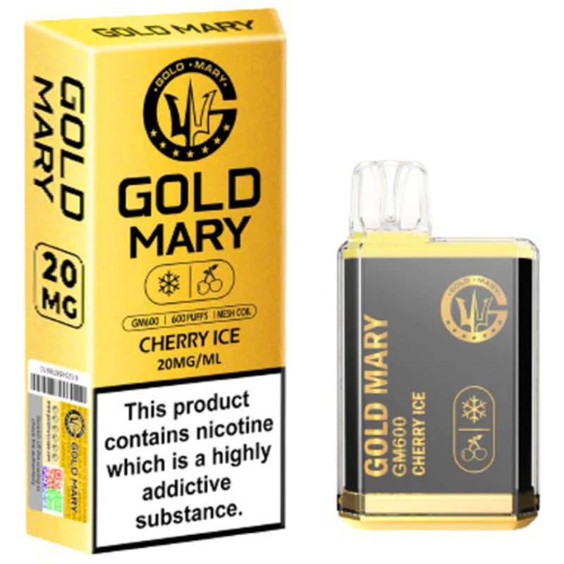 Gold Mary GM600 disposable vape pen in Cherry Ice flavour
