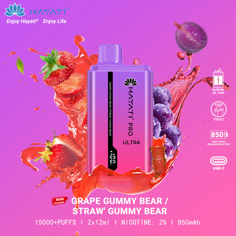Hayati Pro Ultra 15000+ – Grape Gummy Bear / Strawberry Gummy Bear