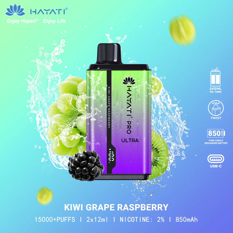 Hayati Pro Ultra 15000+ – Kiwi Grape Raspberry