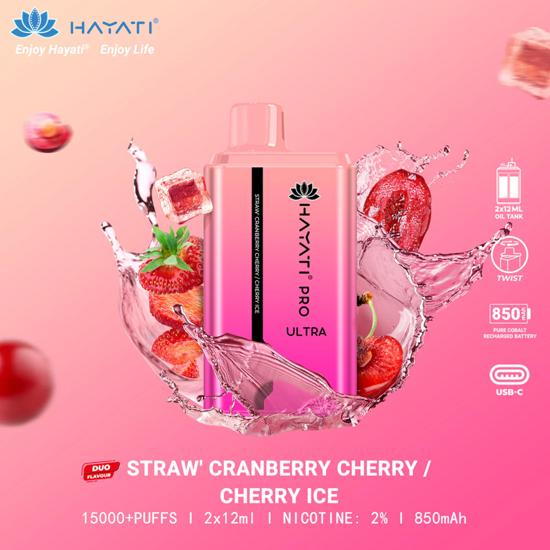 Hayati Pro Ultra 15000+ – Strawberry Cranberry Cherry-Cherry Ice
