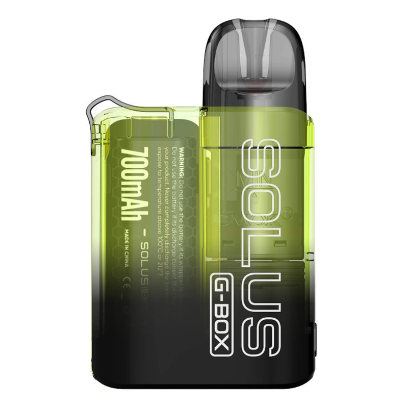 SMOK SOLUS G BOX Vape Kit in Transparent Yellow, featuring a 700mAh battery capacity.